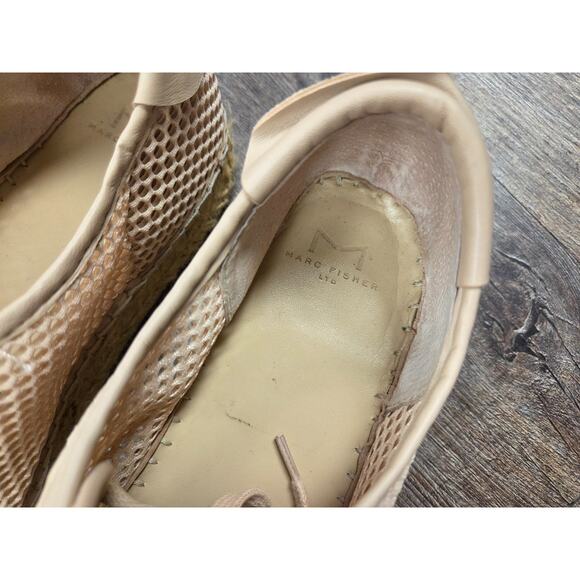 Marc Fisher LTD Macey Perforated Sneaker Beige Tan Shoes Size 10 - Picture 3 of 10
